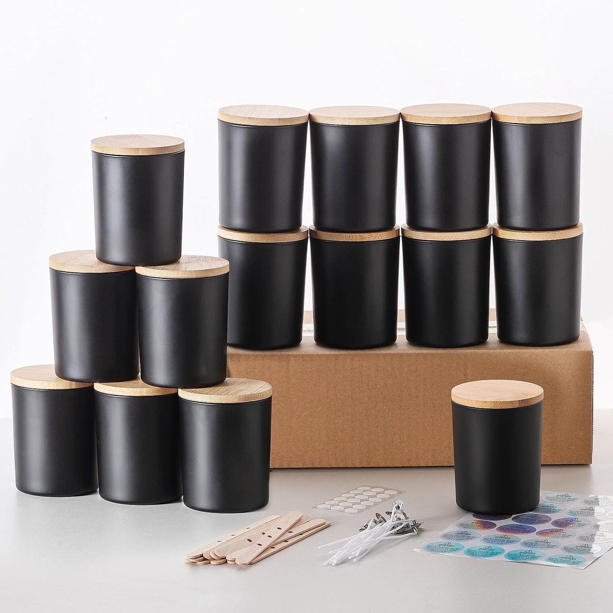 High quality Black glass jar(220ml)(10pcs)