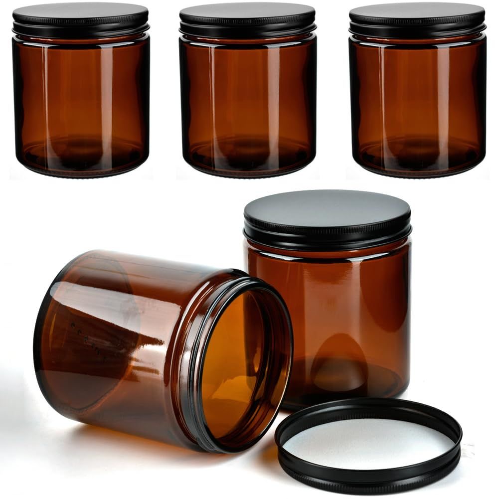 Premium Amber glass jar (200ml) (10pcs)